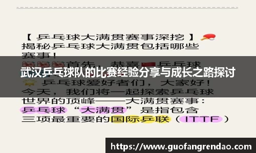 武汉乒乓球队的比赛经验分享与成长之路探讨